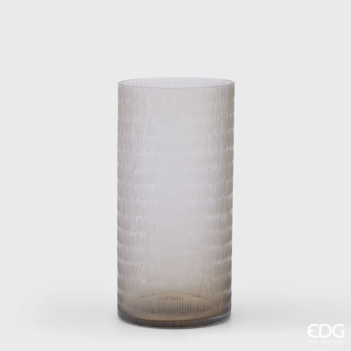 EDG Enzo De Gasperi Vaso Intagli in vetro tortora alto 45 cm