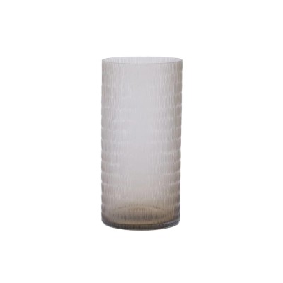 Vaso in Vetro Cilindrico con Intagli H45 D22 cm Tortora -...