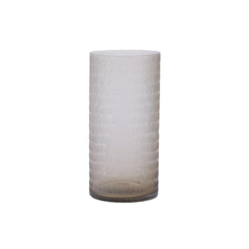 Vaso in Vetro Cilindrico con Intagli H45 D22 cm Tortora - EDG Enzo De Gasperi