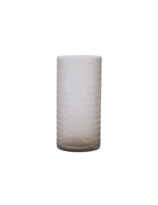 Vaso in Vetro Cilindrico con Intagli H45 D22 cm Tortora - EDG Enzo De Gasperi