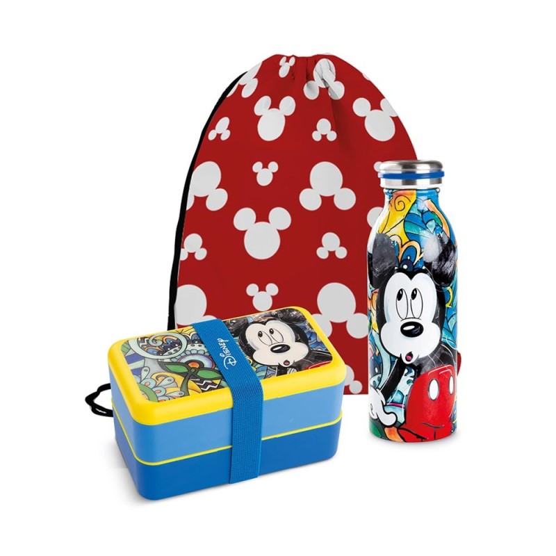SET LUNCH BOX+BOTTIGLIA TERMICA MICKEY C/SACCA