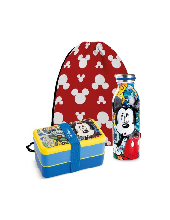 SET LUNCH BOX+BOTTIGLIA TERMICA MICKEY C/SACCA