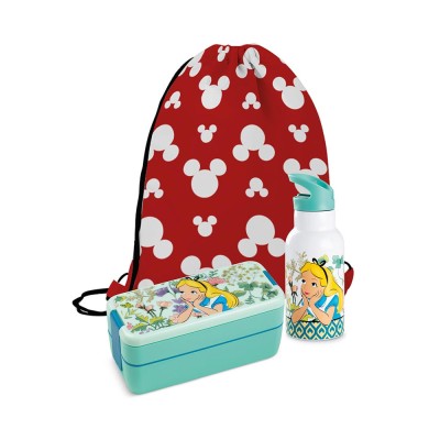 SET LUNCH BOX+BOTTIGLIA TERMICA ALICE TALES C/SACC