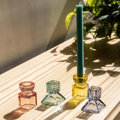 CANDELIERE MINI CUBO 5X5X7.5 GIALLO  2