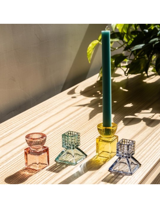 CANDELIERE MINI CUBO 5X5X7.5 GIALLO