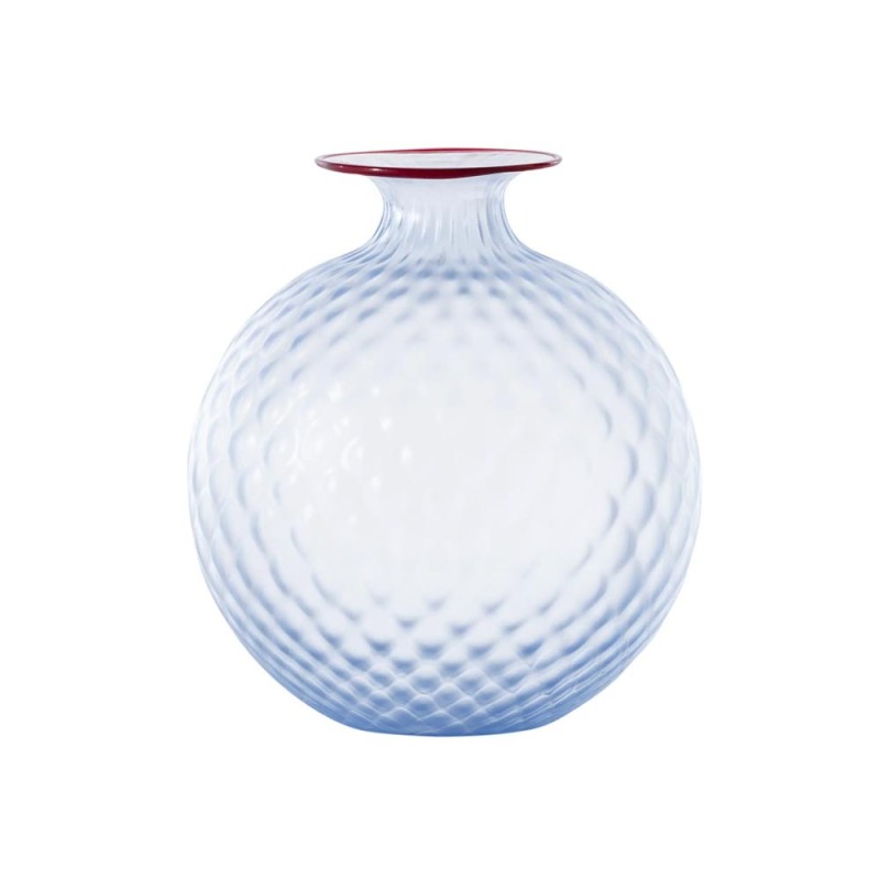 Vaso Monofiore Balloton Color Iceberg in Vetro di Murano Soffiato e Sabbiato - Venini (Anno 1970)