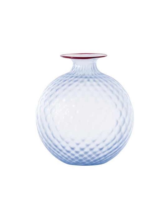 Vaso Monofiore Balloton Color Iceberg in Vetro di Murano Soffiato e Sabbiato - Venini (Anno 1970)
