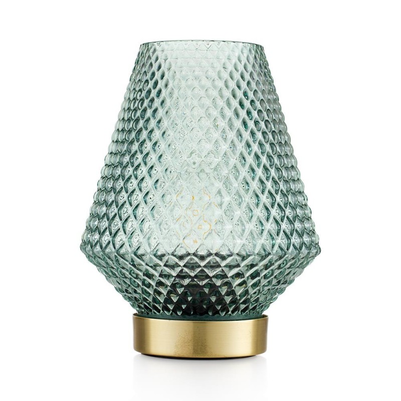 Lampada da Tavolo Verde in Vetro Lavorato Marrakech - Emò Italia