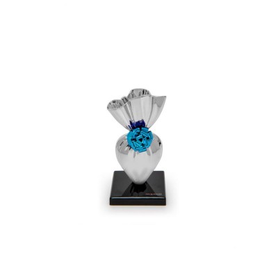Scultura Mini Give Yourself Sequenze Argento e Azzurro H12