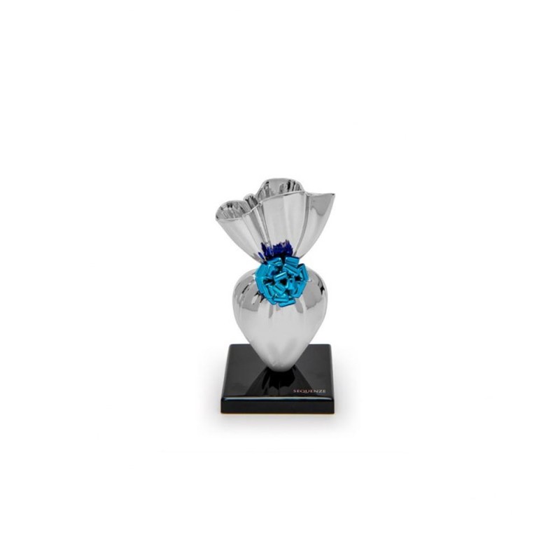 Scultura Mini Give Yourself Sequenze Argento e Azzurro H12