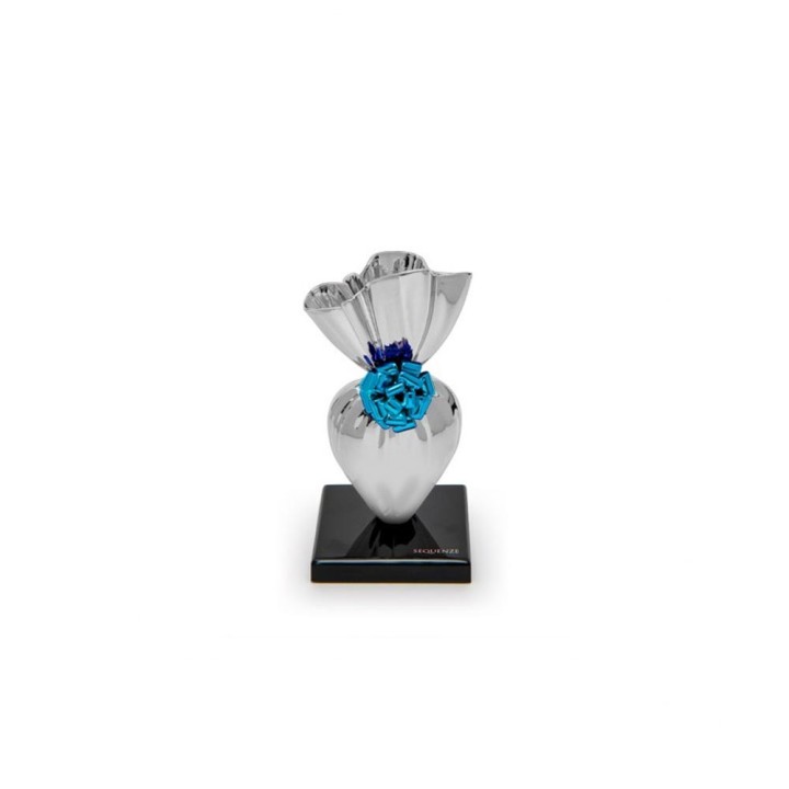 Sequenze Scultura Mini Give Yourself argento e azzurro