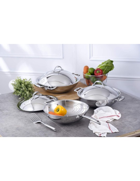 Wok con coperchio e griglia  cm 36