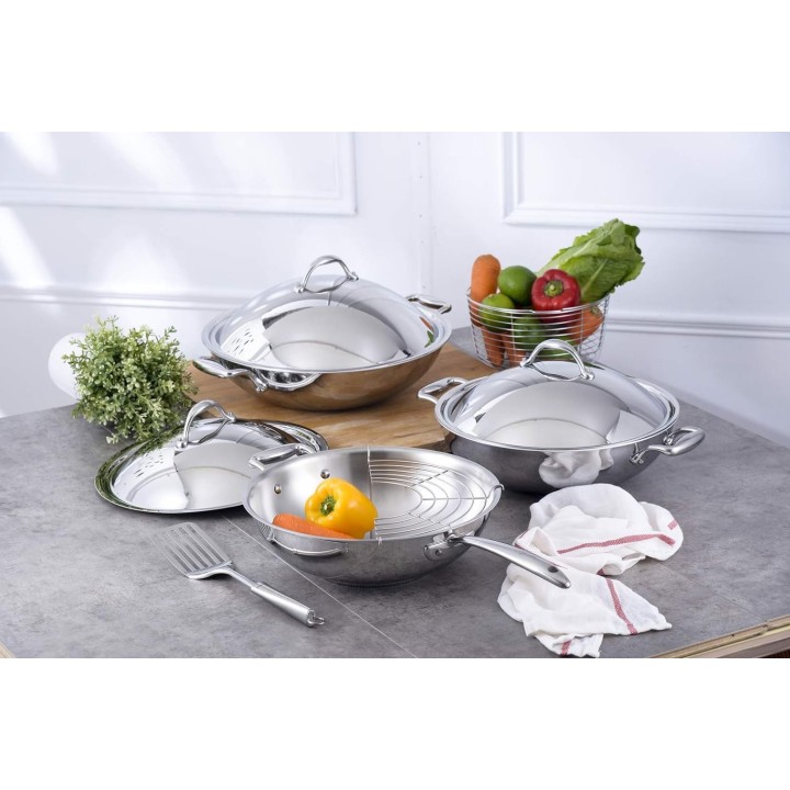 Lagostina Wok con coperchio e griglia Ø 36 cm 6,9 litri