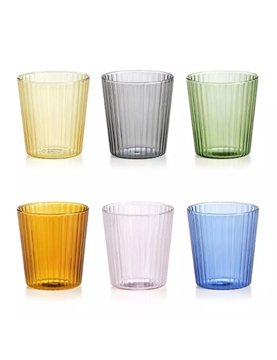 NARCISO SET6 BICCH ACQUA PLISSE' BOROSIL. COL.ASS