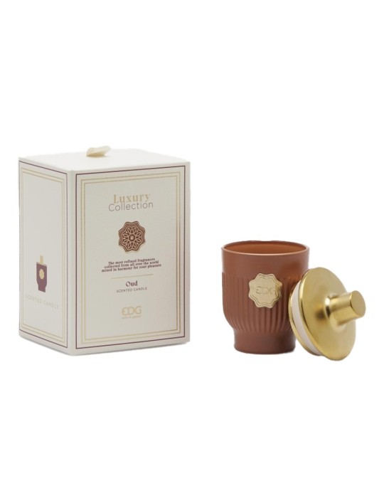 Candela Luxury Rosso Oud H12 cm Profumata con Vetro – EDG Enzo De Gasperi