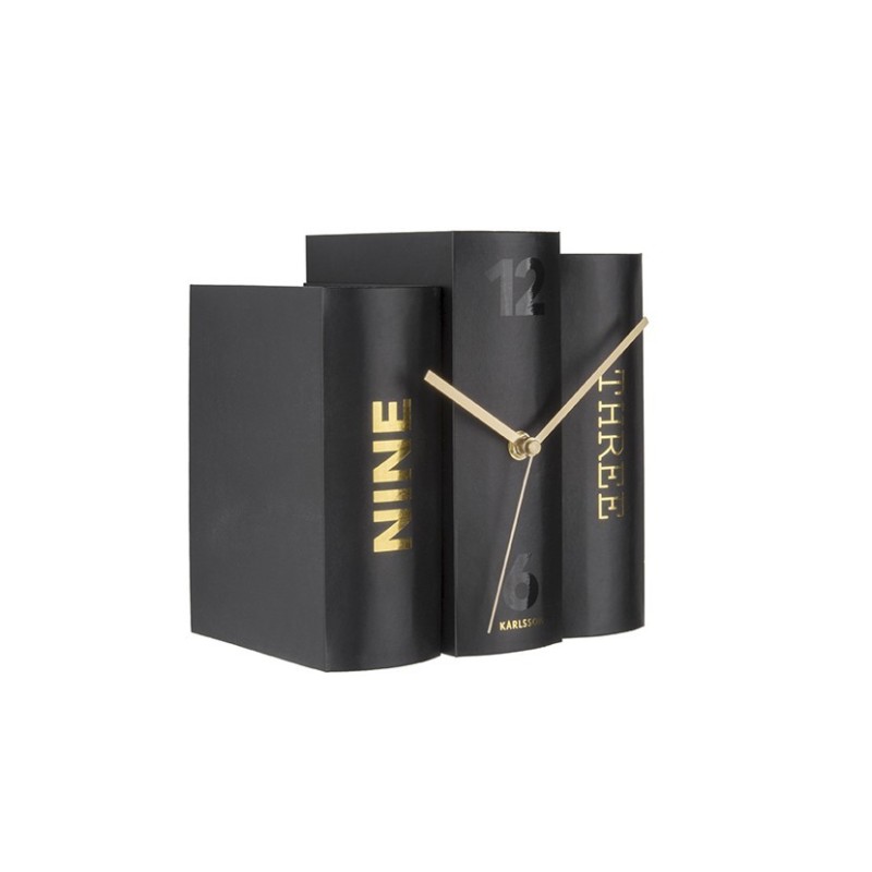 TABLE CLOCK BOOK BLACK PAPER 20X15