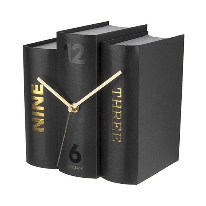 Karlsson Orologio da tavolo Book in carta nera 20 × 15 cm