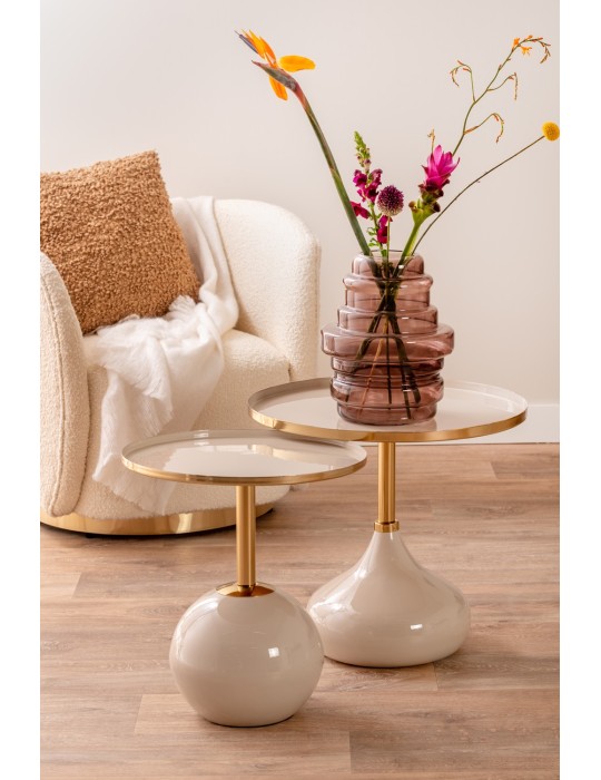 SIDE TABLE ENAMEL LARGE WARM GREY