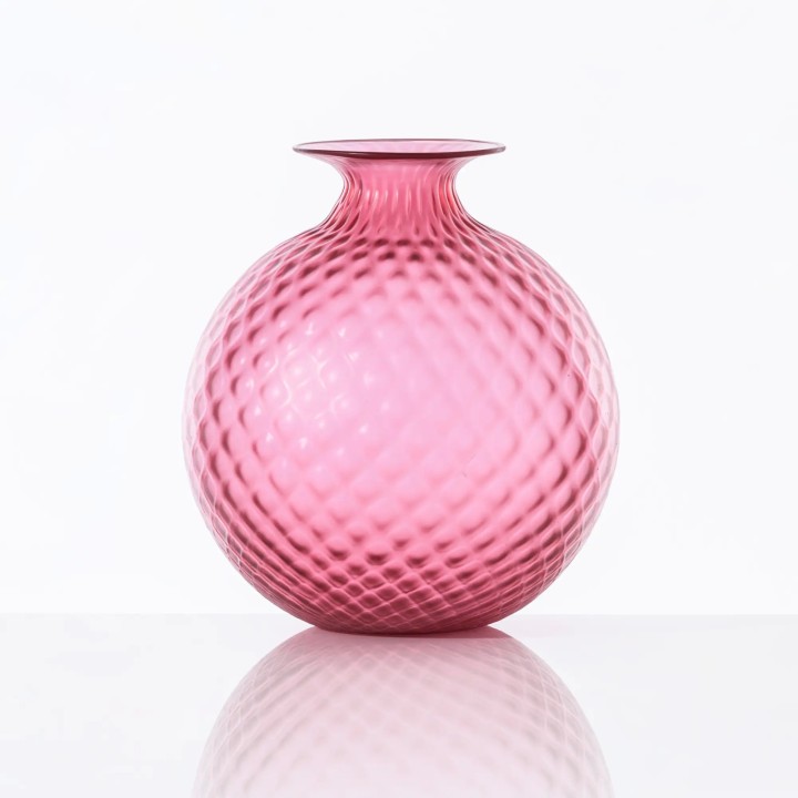 Venini Monofiori Balloton magenta sabbiato alto 24 cm