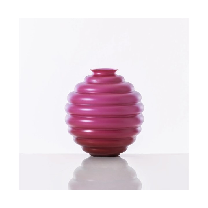 Venini Vaso Deco sabbiato magenta alto 24,5 cm