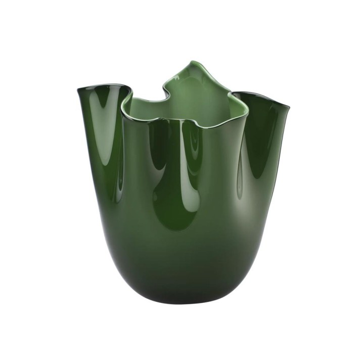 Venini Fazzoletto opalino verde mela e lattimo alto 24 cm