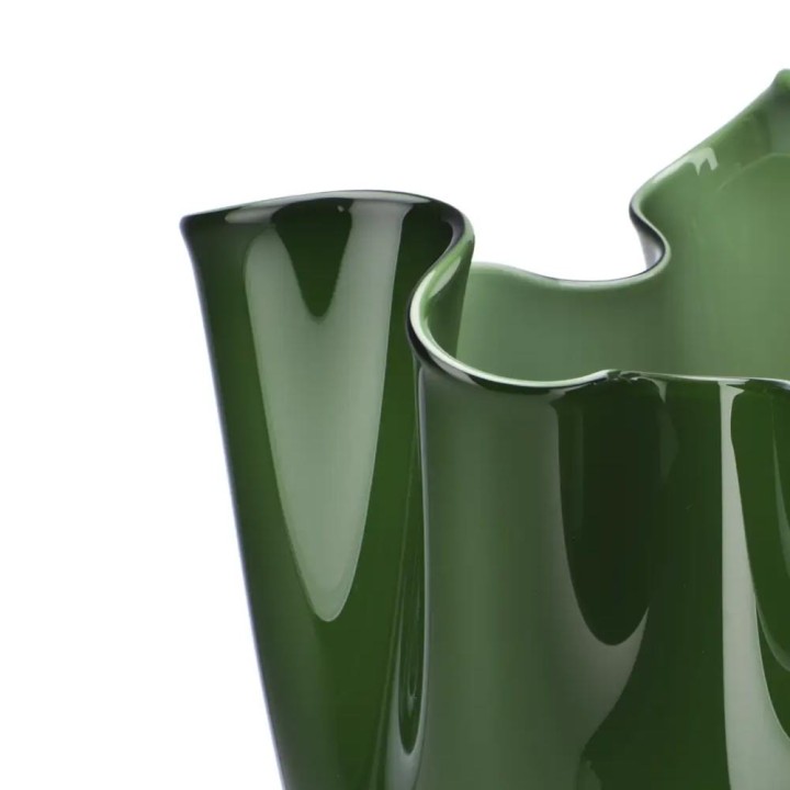 Venini Fazzoletto opalino verde mela e lattimo alto 24 cm