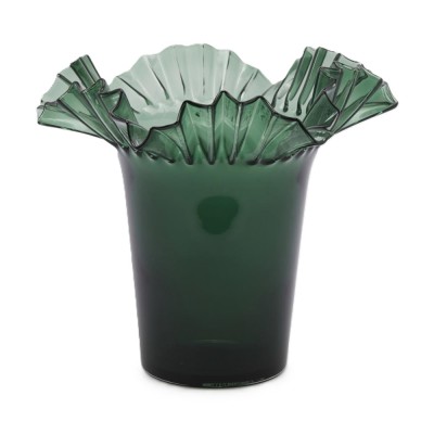 Vaso Scultoreo in Vetro Svasato a Balze H34 cm...