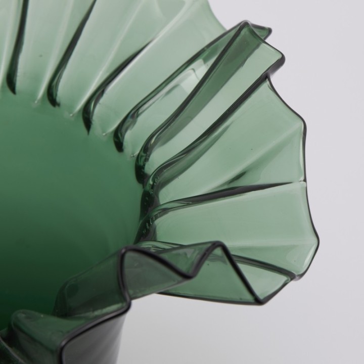 EDG Enzo De Gasperi Vaso svasato a balze vetro verde 34 cm