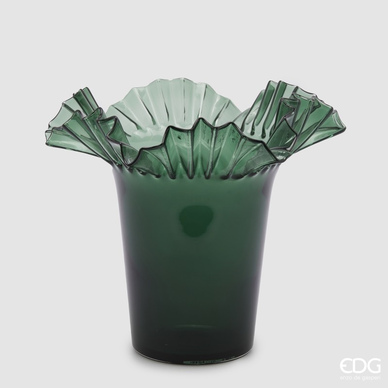 Vaso Scultoreo in Vetro Svasato a Balze H34 cm...