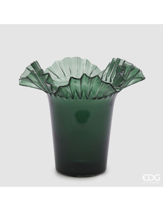 Vaso Scultoreo in Vetro Svasato a Balze H34 cm...