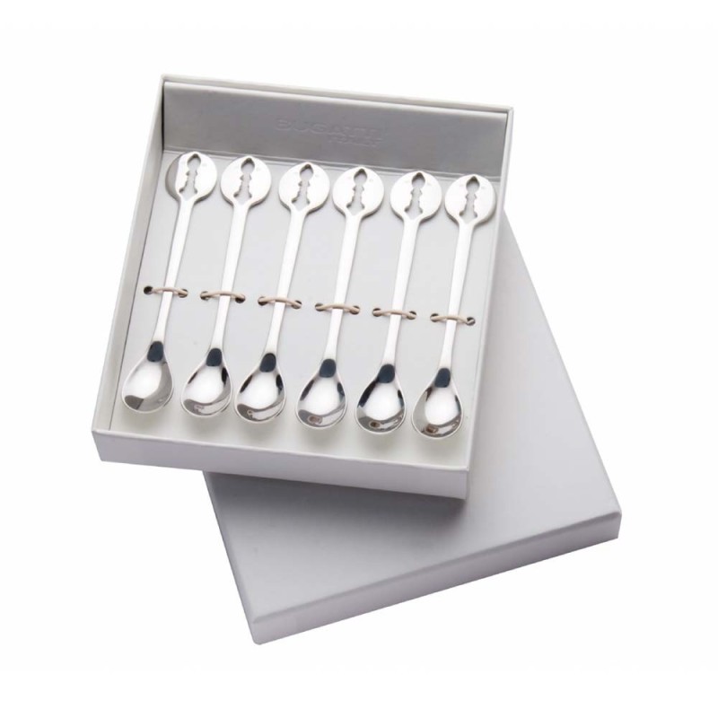 Set 6 Cucchiaini Moka Kiss Bugatti in Acciaio Inox con Scatola Regalo