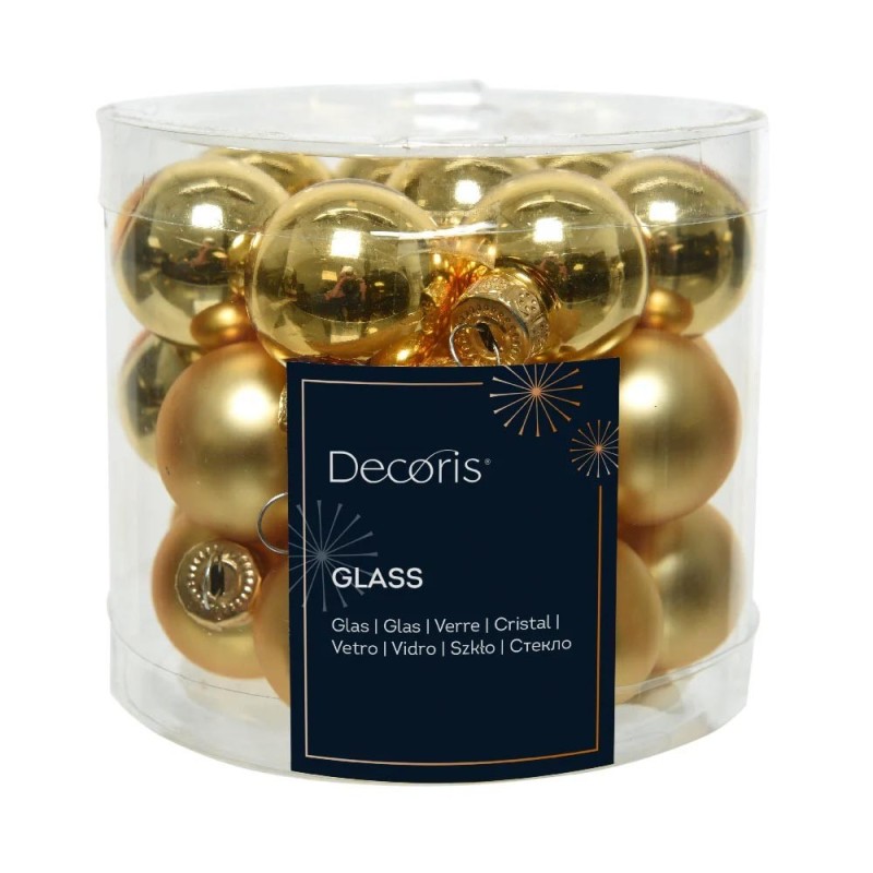 Kaemingk set 24 sfere natalizie in vetro oro lucide e matt Ø2.5cm