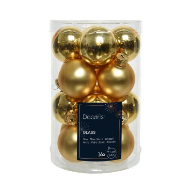 16 BAUBLES GLASS SHINY-MATT MIX  GOLD D.3.5