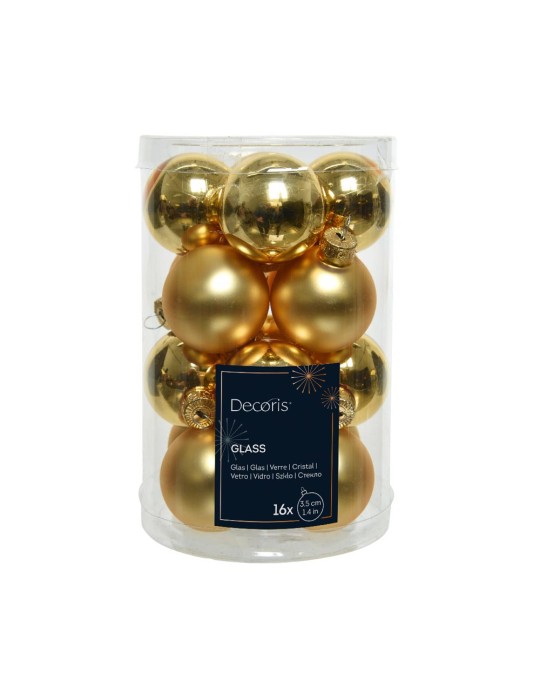 16 BAUBLES GLASS SHINY-MATT MIX  GOLD D.3.5