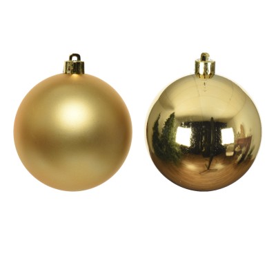 16 BAUBLES GLASS SHINY-MATT MIX  GOLD D.3.5 2