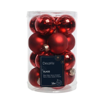 Kaemingk set 16 sfere natalizie Christmas red lucide e...
