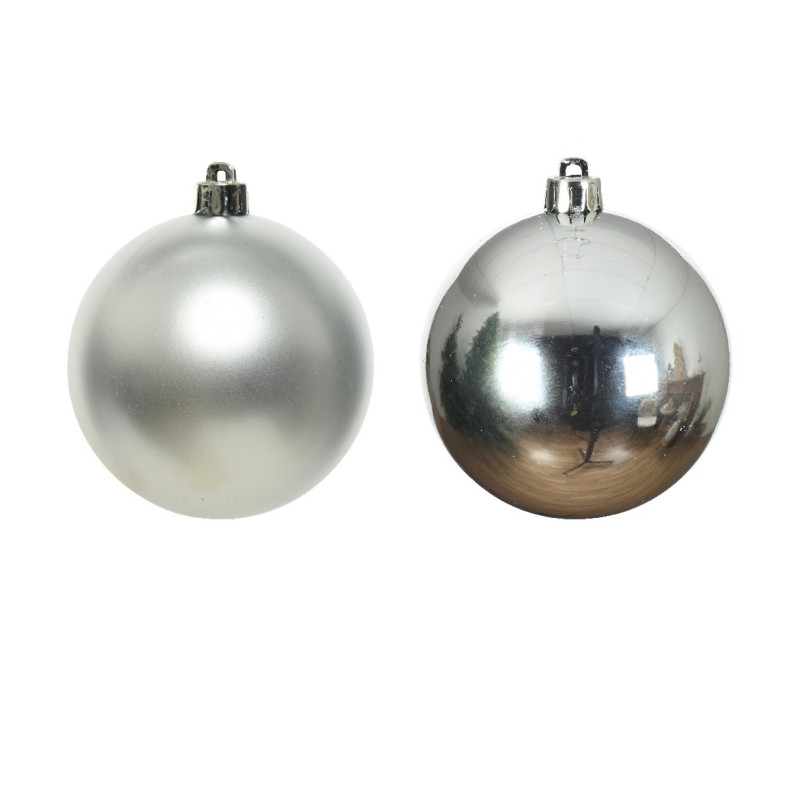 18 BAUBLES GLASS SHINY-MATT MIX  SILVER D.4