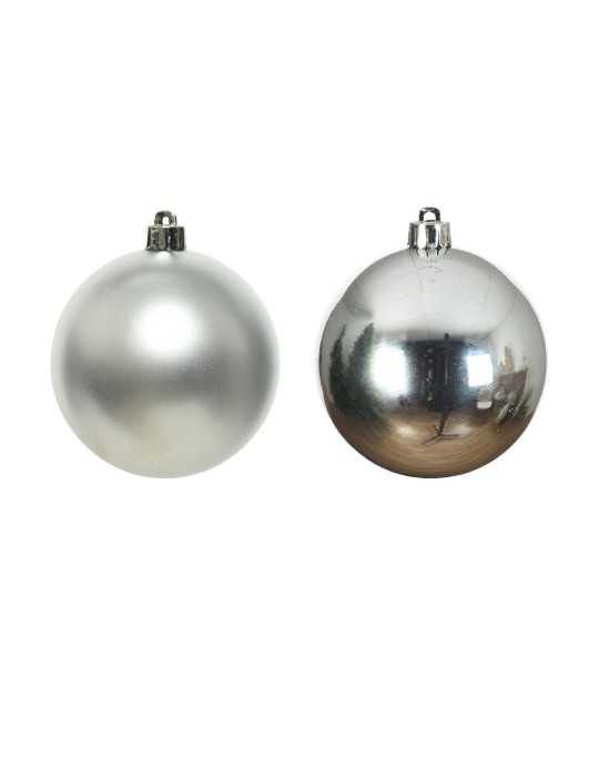 18 BAUBLES GLASS SHINY-MATT MIX  SILVER D.4