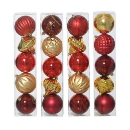 Kaemingk Set di 5 palline di Natale rosse e oro Ø 8 cm