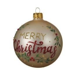 Kaemingk Pallina in vetro perla Merry Christmas Ø 8 cm