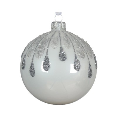 BAUBLE GLASS ENAMEL MATT SPARKLE TOP 2ASS WINTER W
