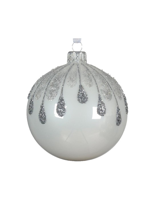 BAUBLE GLASS ENAMEL MATT SPARKLE TOP 2ASS WINTER W