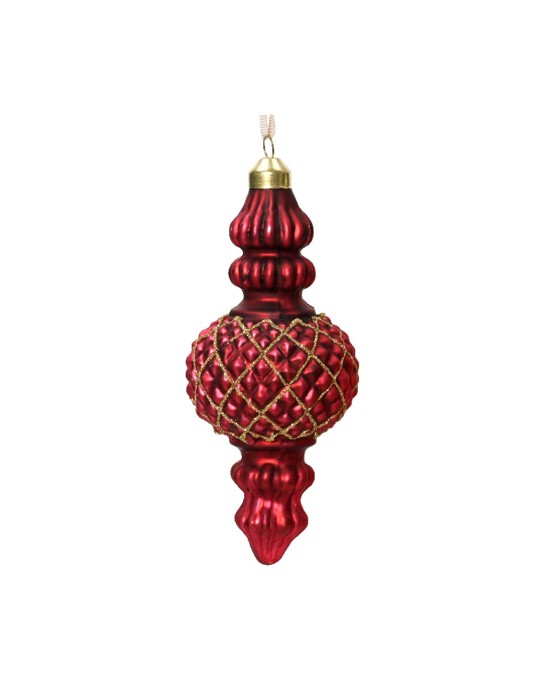 ORNAMENT GLASS MATT W/GOLD GLITTER BORDO'