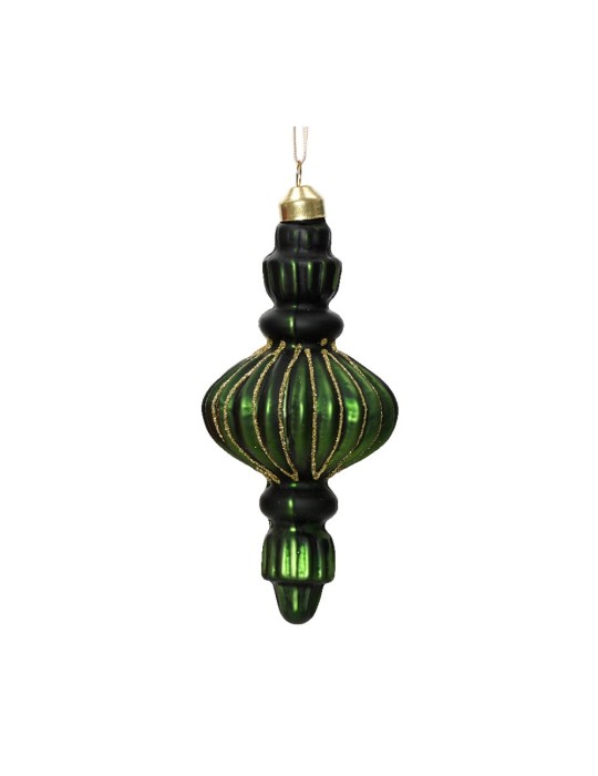 ORNAMENT GLASS MATT W/GOLD GLITTER VERDE