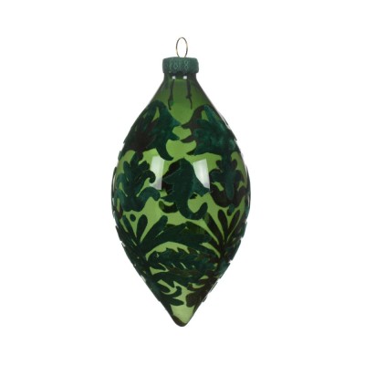 Kaemingk Olive Glass Flock Finish Green - Pendente...