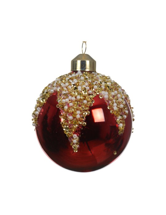 SET 3 BAUBLE GLASS SILVER INSIDE W/SHINY  RED