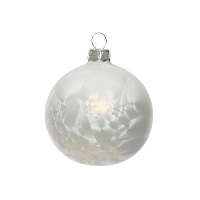 SET 6 BAUBLE GLASS MATT D.8CM WHITE ICE IACQUER