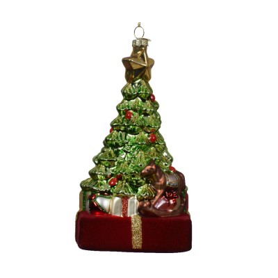ORNAMENT GLASS W/STAR,PRESENT,BEAR