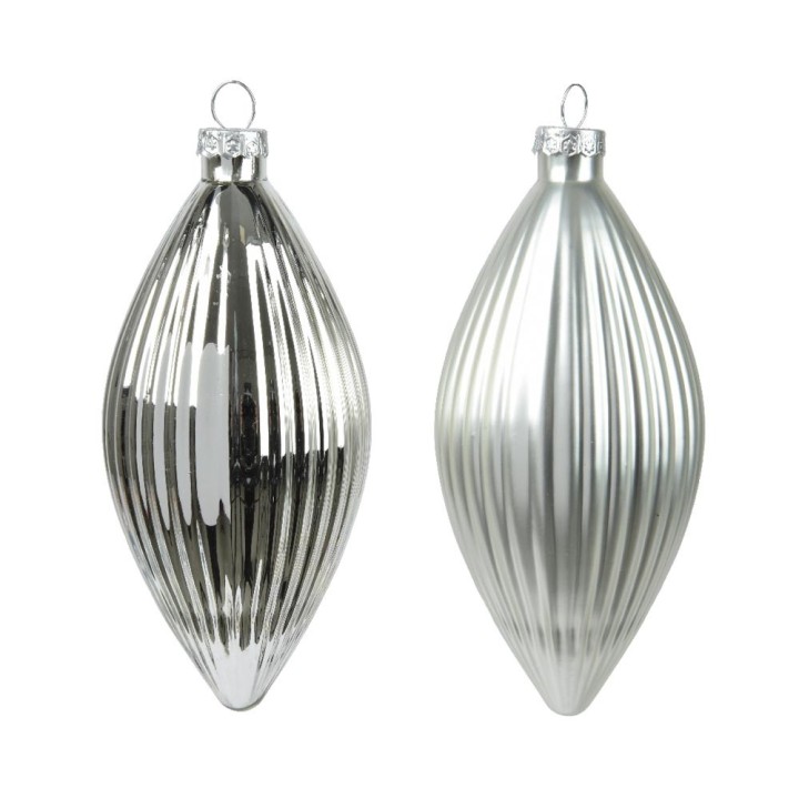 Kaemingk Set di 3 pendenti oliva in vetro assortiti 13 cm