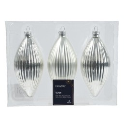 Kaemingk Set di 3 pendenti oliva in vetro assortiti 13 cm